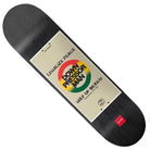 The Herrera Know Your Rights 8.37x32 Chocolate Skateboards Deck features a black background with a beige "LEGALIZE PEACE, DOWN PRESSOR MAN" graphic in a red, yellow, and green circle and "GULF OF MEXICO" text below. Designed with Herrera.