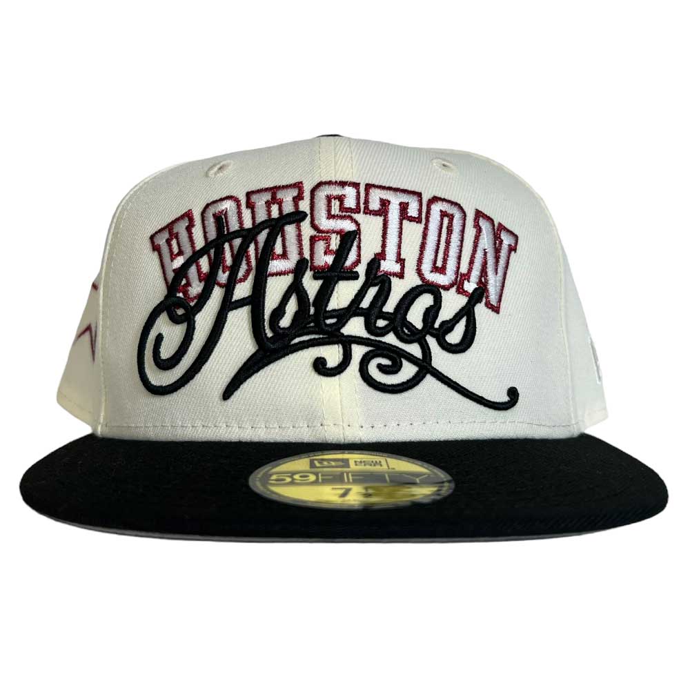 D BOY Houston Astros New Era Hat 5950 Fitted Ivory Black Red 5950 Day