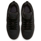 Top view of IQ6827001 Black Gum Light Brown Paul Rodriguez Zoom Air Low Suede Skateboarding Shoes with black laces and subtle patterned insoles, side by side on a white background.