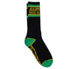 The I'm Lost Too Black Green Yellow Anti Hero Socks feature black crew styling with green and yellow accents, plus bold yellow text—ideal for any skater's collection.