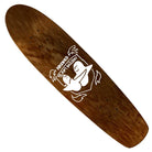 A brown wooden J Wilson Zinger Nano 7.37 Krooked Skateboards Deck Shaped, featuring a white graphic of two cartoon ghosts hugging amidst leaves, with "Krooked Team Wilson" lettering—a playful reference to the J Wilson Zinger series.