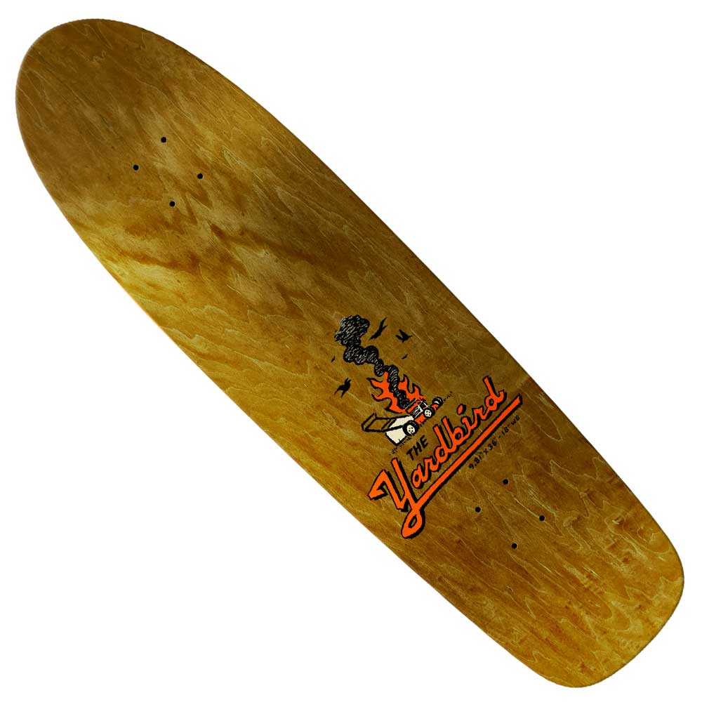 The Jalopi Yardbird 9.81 Shaped Anti Hero Skateboards Deck displays "The Yardbird" logo with a smoking barbecue grill and birds above it, all set on a natural wood finish background.