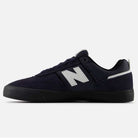 The Jamie Foy Eclipse White 306 NSN New Balance Numeric Suede Skateboarding Shoe in navy features a white N logo, black outsole, navy laces, and white heel detailing, shown from the side on a plain white background.