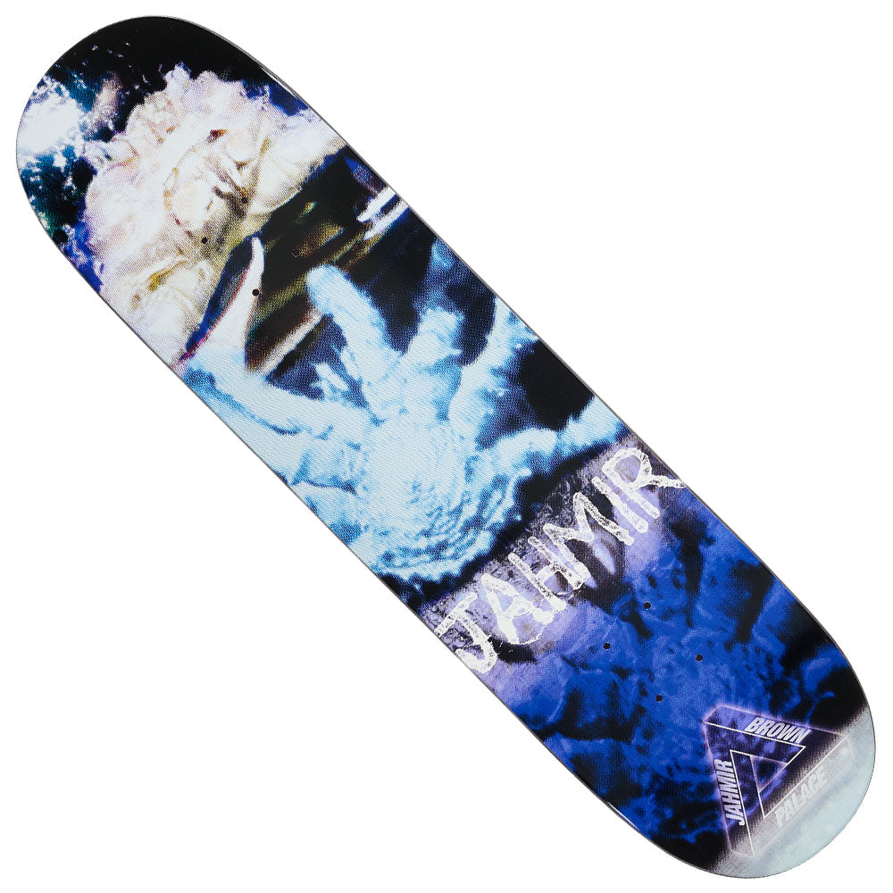 Jamir Pro 8.25x32.1 S45 Collage Palace Deck with a blue and white graphic collage and the name JAHMIR printed in large, white letters.