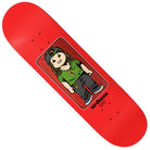 The Jaws Toybox 8.475 Birdhouse Skateboards deck showcases a cartoon character in a green shirt, cap, and dark pants standing and smiling at the center, with the Jaws Toybox logo located near the bottom right of the deck.