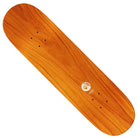 The Jimmy How Are You 8.5 Deck by Real Skateboards features a natural wooden finish with a small white smiling face logo near one end; it comes without grip tape, trucks, or wheels—ideal for fans of the Jimmy How Are You series.