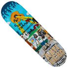 The Kenji Goto Chapman 8.75 deck from Anti Hero Skateboards showcases a vibrant design with cartoon football players, a flaming sun, a devil, and assorted objects. The bold lettering of CODY CHAPMAN and ANTI HERO makes this skateboard deck an eye-catching standout in the collection.