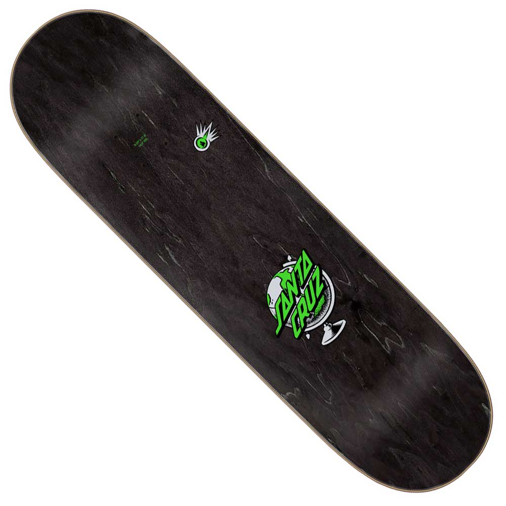 The Knibbs Cryptic Pro 8.50in x 31.60in Santa Cruz Skateboards Deck features a black background, green and white logo with an alien graphic at the center, and a small green eye near the top.