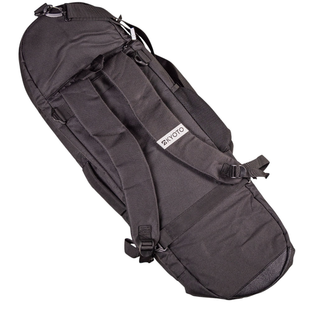 A gray ripstop board bag with backpack-style straps, a two-way zipper, and a visible Kyoto label, designed for carrying and protecting your board—Southside x Kyoto Board Bag Gray Ripstop Skateshop Day.