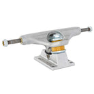 The Legacy OGBC INDY 139 Polished Silver Standard Stage 11 Trucks Set of TWO features a durable, silver aluminum construction with yellow bushings and a metal axle, showcased against a white background.