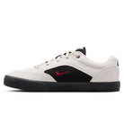 The Light Orewood FV6064104 Malor Nike SB Shoes showcase a white upper, black side panel and sole, red Nike swoosh, and white laces—durable low-top skate shoes displayed side-on against a white background.