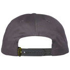 Back view of the Lil Pigeon Grey Yellow Snapback Anti Hero Skateboards Hat, showcasing an adjustable black snapback closure and a small yellow tag on the left side.
