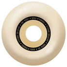 A cream Spitfire Lock In 53mm 101A Formula Four skateboard wheel has a hollow center and a black ring with gold "Formula Four Lock-Ins 53mm 101A" text near the middle.