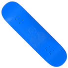 Introducing the Louie Lopez Twin Tail Embossed Photo 8.38 FA Skateboard Deck in Blue, this deck features a prominently embossed white, sketched portrait of a smiling person at its center. Stylized, hard-to-read text appears next to the portrait, complementing the clean blue deck and reflecting Louie Lopez’s unique style—making it stand out against any background.