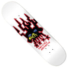 The Manderson Skull King 8.38 Krooked Skateboards Deck features a white base with black and red abstract graphics, yellow accents, blue eyes, red stars, and Anderson Krooked in red—ideal for fans of the Manderson Skull King series.