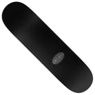 The Mason Black Sun Cathedral 8.25 Deck by Real Skateboards is a black skateboard deck featuring a small white oval logo at the center, without wheels or grip tape in view.