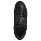 Top view of a black Metalwood Predator Sala HP4953 Adidas Skateboarding Shoe featuring a lace cover and the iconic Adidas logo on the tongue. The shoe showcases textured details and stitched accents along the upper, merging classic soccer-inspired design with skateboarding and street culture aesthetics.
