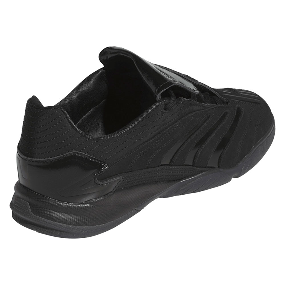 A back-angle view of the Metalwood Predator Sala HP4953 Black Adidas Skateboarding Shoes highlights their textured materials, dynamic curved design accents, and slightly elevated heel—merging high-performance features with street-inspired style.