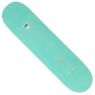 The Montano Strobe EXP Blue Deck 8.25x31.5 Alien Workshop Skateboard is shown from above, featuring a smooth, glossy teal surface with minimal markings and no wheels or trucks attached.