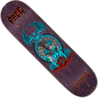 The Pace Mirror Pro 8.25in x 31.8in Santa Cruz Skateboard Deck features a dark marbled purple background, a blue dragon with outspread wings over a circular gothic scene, and red sharp-edged text at the top and bottom.