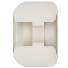 A top view of a white, geometric plastic object with two deep grooves and rounded edges—reminiscent of Nano Cubics 52mm93A 36mm Wide Dragon Formula Powell Peralta skateboard wheels designed for high performance.