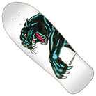 Featuring striking artwork of a fierce black panther with mouth open and claws extended on a white background, the Natas Sketch Panther Reissue 10.54in x 30.14in Santa Cruz Deck is an Old School skateboard deck inspired by the legendary Natas Panther Reissue from Santa Cruz Skateboards.