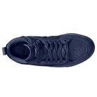 Top view of the Navy Black IR1889400 Leo Baker React Nike SB Suede Leather Skateboarding Shoe featuring laces, a perforated toe area, visible tongue label, and durable traction for confident rides.