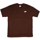 The New Balance Numeric Small Logo Tee Pumperknickel MT53706ABJ is a relaxed fit brown cotton crewneck with a small white NB Numeric logo on the left chest, perfect for everyday comfort.