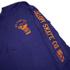Check out the Jalopi Rip Off Blue Red Longsleeve Tee Anti Hero Skateboards T-Shirt—a blue longsleeve featuring bold orange Jalopi Skate Co. text down the arm, a playful cartoon vehicle, and a front graphic with a toilet paper roll alongside “It’s a rip-off” and Jalopi Skate Co. Perfect for fans of classic Jalopi Rip Off style, complete with playful nods to Anti Hero Skateboards’ iconic humor.