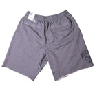The IF1602065 Gray Sweat Short Skate Shorts by Nike SB feature a light gray color, elastic waistband, two back pockets, a small Nike tag, and a subtle graphic near the left hem. They are loose fit and displayed flat on a white background.