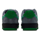 Back view of AF1 Cool Grey Court Green Black IV5289003 Nike SB Suede Skateboarding Shoes, featuring grey and green suede uppers and black midsoles.