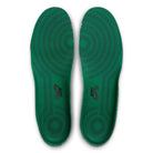 Pair of green AF1 Cool Grey Court Green Black IV5289003 Nike SB Suede Skateboarding Shoes insoles featuring a black circular grid pattern and a black logo on the heel.
