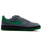 AF1 Cool Grey Court Green Black IV5289003 Nike SB Suede Skateboarding Shoes in grey suede with a green swoosh, green heel tab, black midsole, and green outsole.