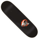 A black OBrien Reaper Hand VX Deck (9.00in x 32.15in) by Santa Cruz Skateboards featuring a flaming number four graphic with Double Impact and orange/white Santa Cruz branding near the center.
