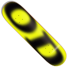 The OD Spot Logo 8.75x32.1 Hardbody Skateboard Deck in yellow and black features a bold gradient with a halftone dot pattern, shown on a white background.