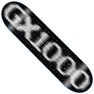Introducing the OG Logo Blur Black 8.5x32.125 GX1000 Deck Skateboard—a 100% wood skateboard deck with a black background and a white pixelated GUIDED logo spanning its surface, embodying true OG Logo Blur Black style.