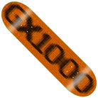 The OG Logo Blur Orange 8.625x32.125 GX1000 Deck Skateboard is an orange deck made in Mexico, featuring a bold, pixelated black pattern that spells out GUCCI across the bottom in its OG Logo Blur Orange edition style.