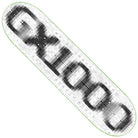 The OG Logo Blur White 8.25x32.125 GX1000 Deck Skateboard is made from 100% wood and showcases a pixelated black and white design spelling out GOOD across the surface, outlined with a thin green border. This 8.25-inch skateboard deck combines classic construction with bold, eye-catching visuals that appeal to riders who value both quality and style.