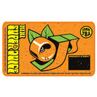 Show off your love for OJ Wheels Mini Super Juice 55mm78A Orange with this lively skateboard sticker. It features a bold cartoon orange fruit, complete with leaves and water droplets, and highlights the “OJ Wheels” name along with “55mm 78a.” A warning below reminds skaters that these wheels are designed for high speeds.
