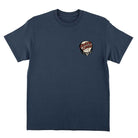The O'Brien Screaming Reaper Heavyweight T-Shirt in Blue Dusk is a men's regular fit Santa Cruz tee with a small circular red, white, and black chest graphic—ideal for fans of classic skateboard apparel.
