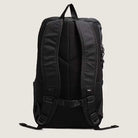 The Obstacle Skatepack Backpack VN0A3I696ZC1 Black Ripstop by Vans Skateboarding is shown from the back with padded shoulder straps, adjustable chest and waist straps, and a ventilated mesh back panel against a plain light background.