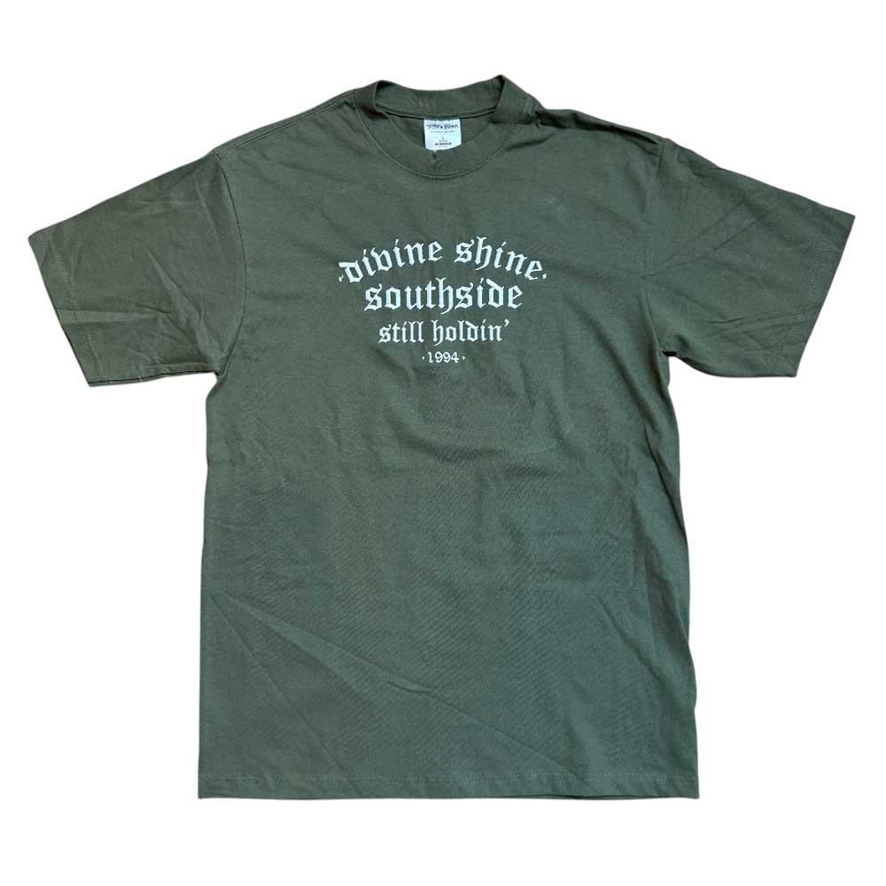 Olive Divine Shine x Southside Still Holdin Max Heavyweight Tee Embroidered Southside Skatepark