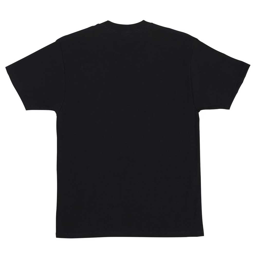 The Opus Dot Chest Heavyweight T-Shirt in black by Santa Cruz, shown flat from the back on a white background, is ideal men's skate apparel.