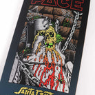 A graphic of a decaying, chained skeleton with a melting face, spiders, and cobwebs appears on the Pace Dungeon Pro 8.7in x 31.825in Santa Cruz Skateboards deck, with bold red text at the top partially reading "PACE".