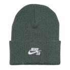 Peak Beanie IX3086303 Green Embroidered Rolled Beanie Nike SB headwear in a breathable knit featuring a rolled cuff with a white embroidered Nike SB logo.