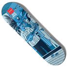 The Perez Bar Series 3 8.4x32 Evan Hecox Chocolate Skateboards Deck features a blue-themed illustration of people by a pool, palm trees, and beach vibes, with a man in a hat playing ukulele in the foreground.