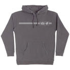 Charcoal grey Pokemon Energy Dot Pullover Hooded Midweight Sweatshirt Charcoal Santa Cruz hoodie featuring a front kangaroo pocket and two horizontal white lines across the chest containing the Pokémon and Santa Cruz logos.