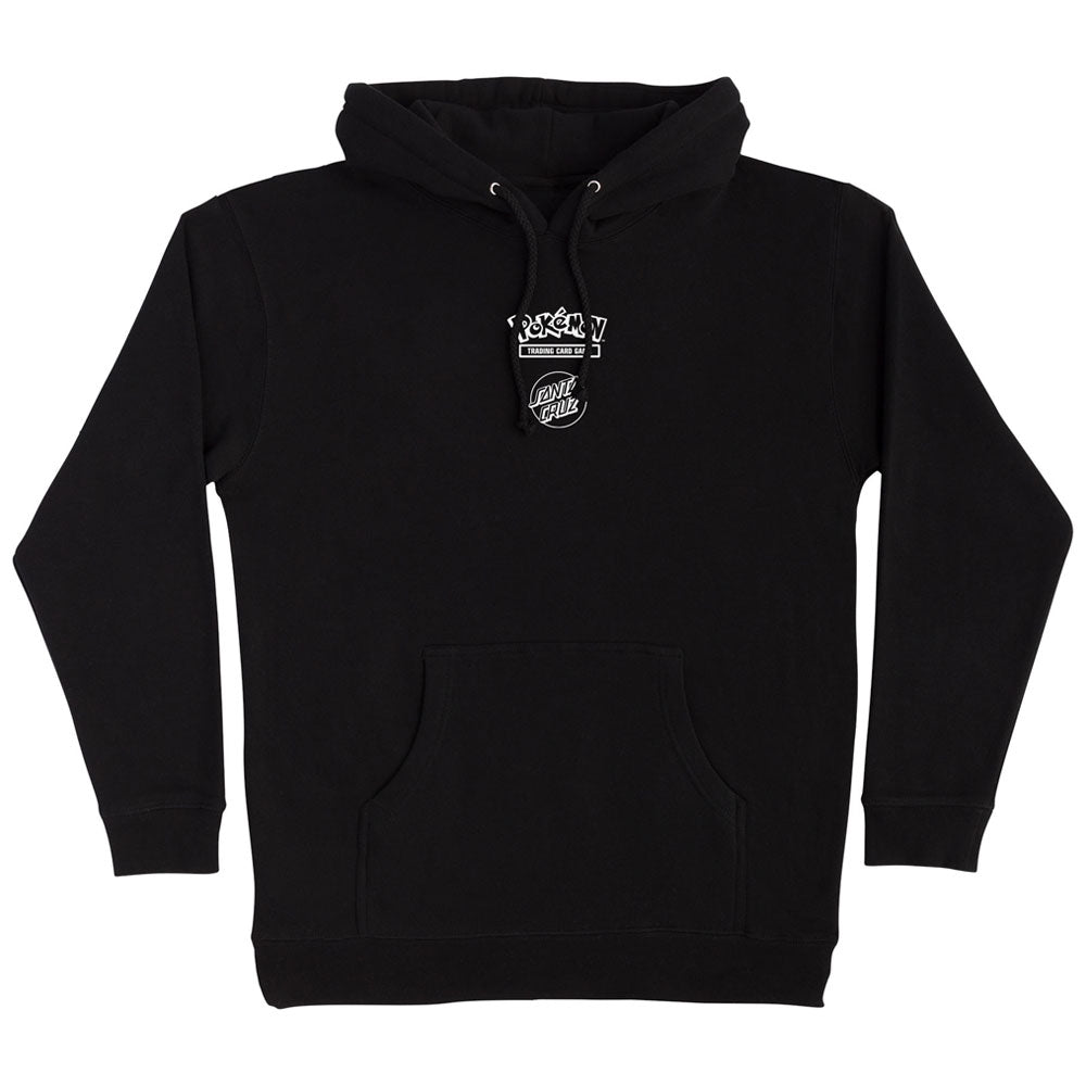 Black Pokemon Power Dot Pullover Hooded Midweight Sweatshirt Black Mens Santa Cruz featuring a small white logo on the chest with the text Pokémon Trading Card Game and a circular brand graphic.