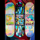 Three Pokemon TCG Blind Bag 8.0in x 31.6in Santa Cruz Decks featuring holographic, prismatic backgrounds and illustrated Pokémon TCG cards in the center of each.