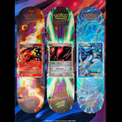 Three Santa Cruz Pokemon TCG Blind Bag 8.0in x 31.6in Decks featuring large holographic Blaziken, Scizor, and Lugia Pokémon TCG cards printed on the center of each board.